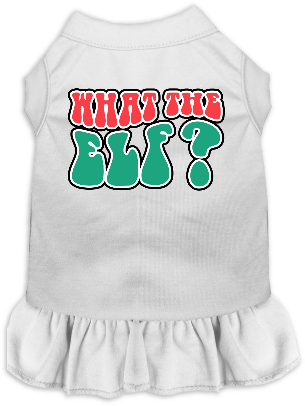 What the Elf Screen Print Dog Dress White Size LG